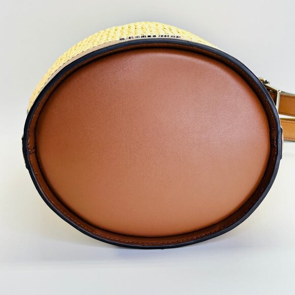 MICHAEL Michael Kors Townsend Straw Bucket Bag Tan Raffia Leather Tote - Picture 4 of 16